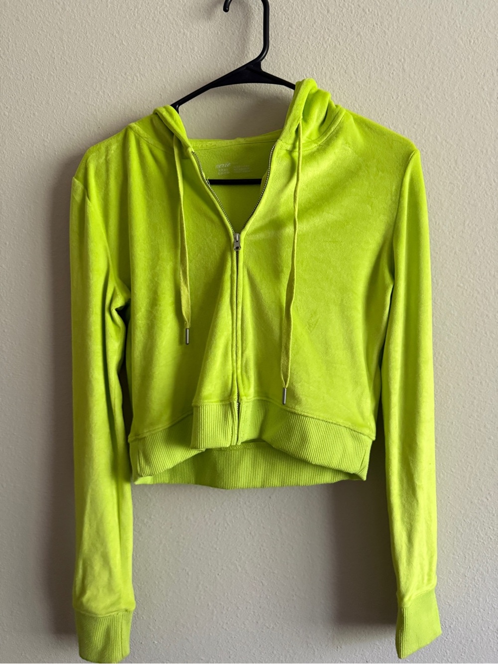 aerie Neon Lime Cropped Zip Hoodie